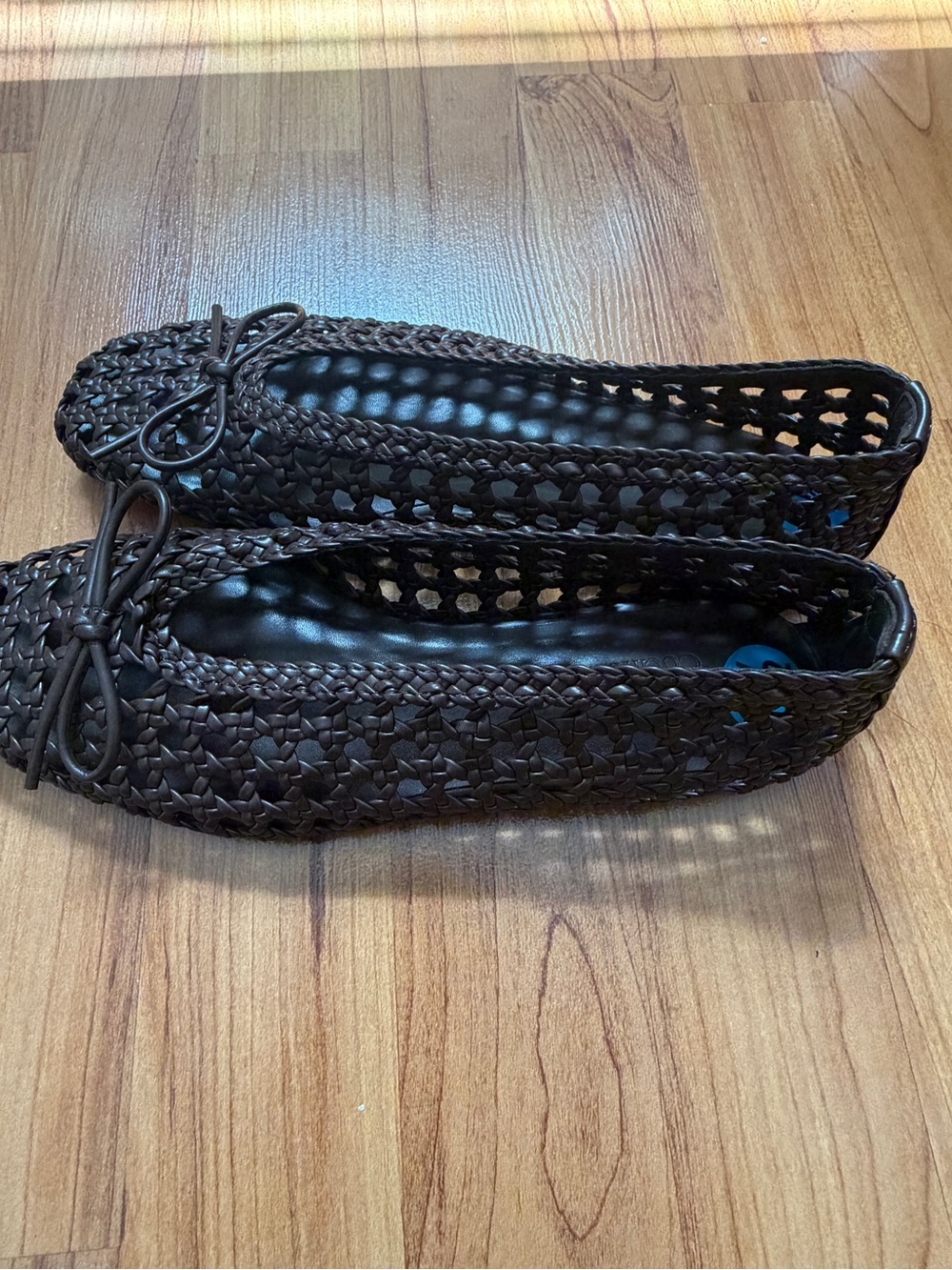 Camila Coelho Dark Brown Woven Ballet Flats with Bow - Picture 2 of 7